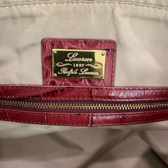 Lauren Ralph Lauren Red Croc-Embossed Tote - Picture 8 of 15